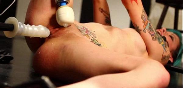  Tattood femdom sub pussy punished hard